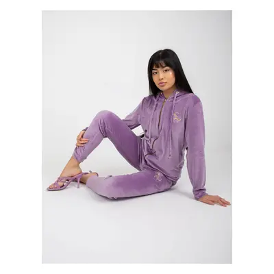 Purple women&#039;s velour set with Melody patches