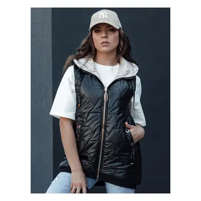 Women's quilted vest with hood COLINE black Dstreet