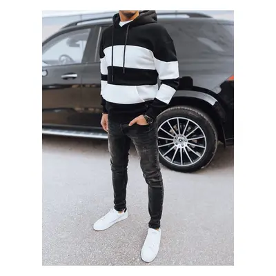 Men's Black & White Striped Dstreet Hoodie