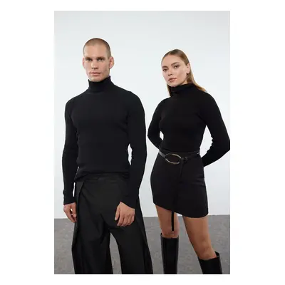 Trendyol Black Couple Basic Turtleneck Knit Sweater