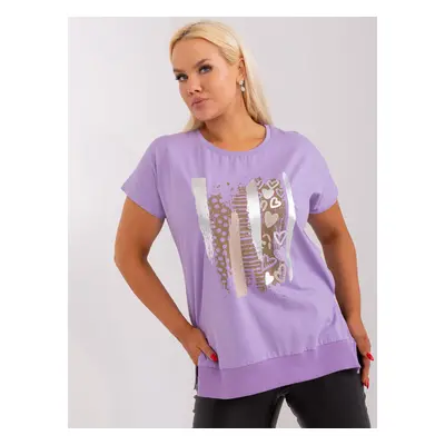 Light purple blouse plus size with short sleeves