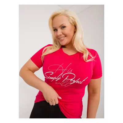 Red fitted plus size t-shirt with inscription