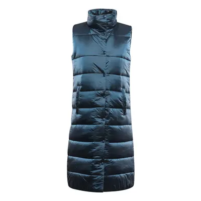 Long women's quilted vest with ALPINE PRO UREFA membrane mykonos blue