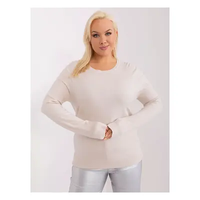 Plus size light beige casual sweater with cuffs