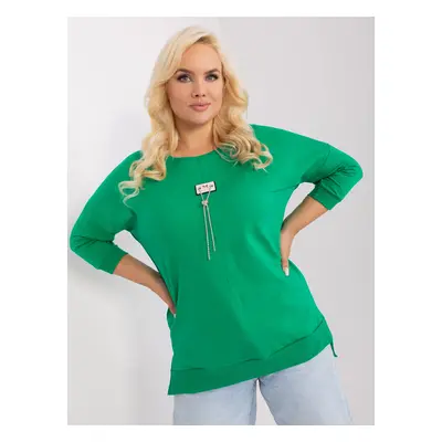 Green oversized blouse with cuffs