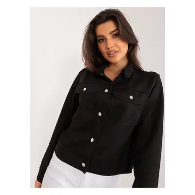 Black Thin Transitional Jacket With Pockets