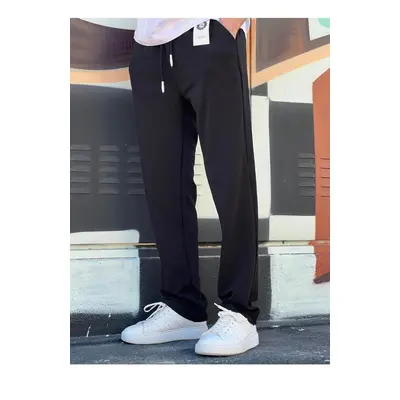 63521 Dewberry Elastic Waist Mens Baggy Pants-BLACK