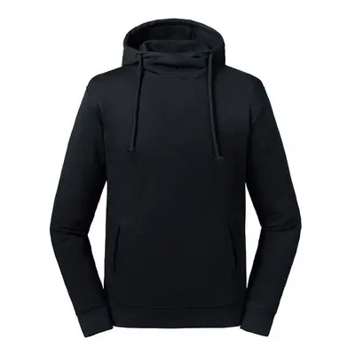 Black Unisex Sweatshirt Pure Organic High Collar Hooded Sweat Russell