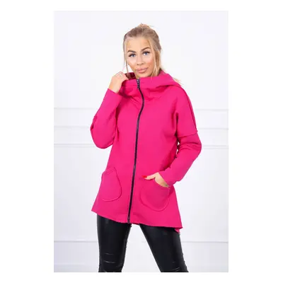 Insulated sweatshirt with longer back and fuchsia pockets