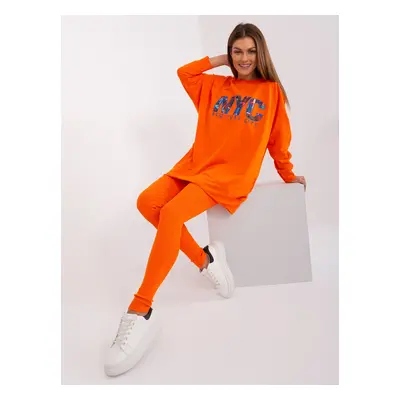 Orange two-piece set with leggings