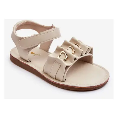 Children's sandals with Velcro heart beige Havana