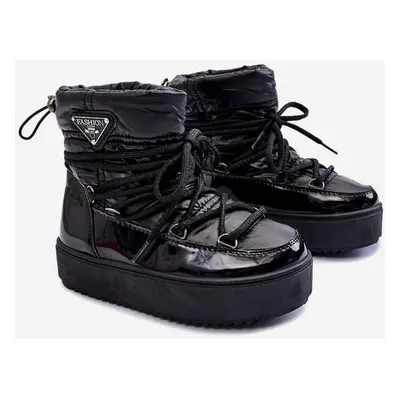 Warm lace-up snow boots Black Colina