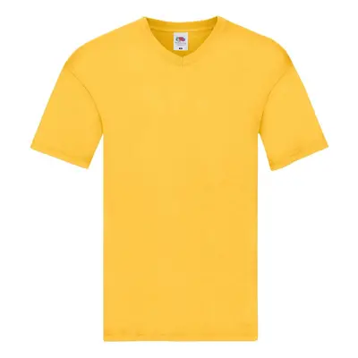 Original V-neck Fruit of the Loom Men's Yellow T-shirt