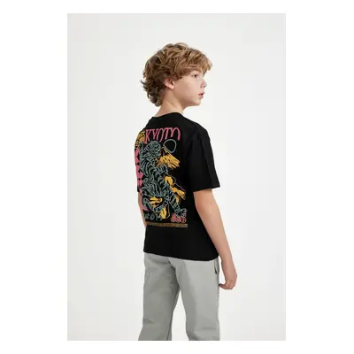 DEFACTO Boy's Oversize Fit Crew Neck Printed Short Sleeve T-Shirt