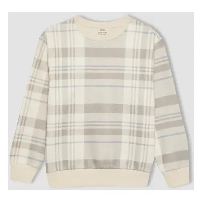 DEFACTO Boy's Crew Neck Patterned Sweatshirt