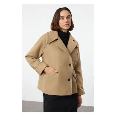 Trendyol Beige Regular Short Woolen Jacket Coat