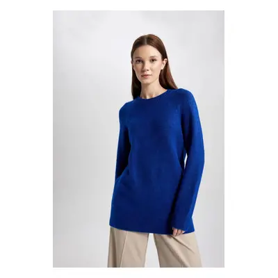 DEFACTO Regular Fit Crew Neck Basic Plain Knitwear Sweater Tunic