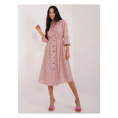 Peach shirt dress with belt