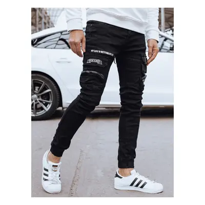 Men's Black Denim Cargo Pants Dstreet