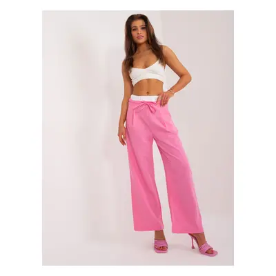 Pink fabric trousers with ties