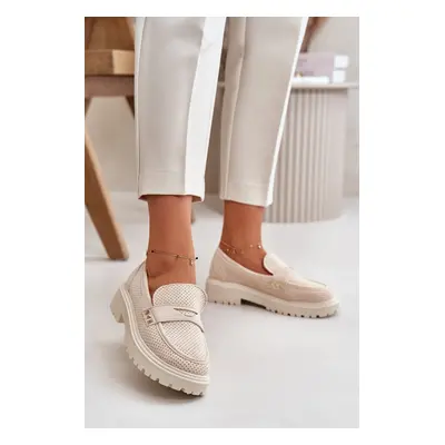 Women's openwork half shoes moccasins light beige Tannes