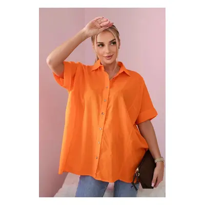 Cotton shirt with short sleeves in orange color