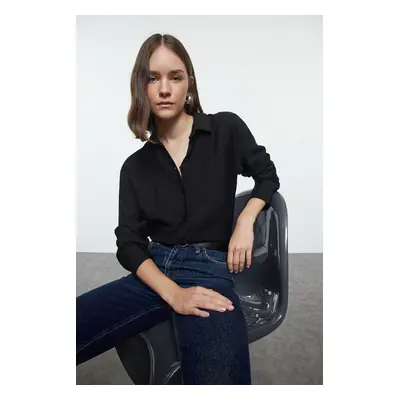 Trendyol Black Oversize Wide Fit Woven Shirt