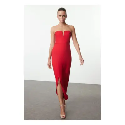 Trendyol Red Bodycon Strapless Woven Dress