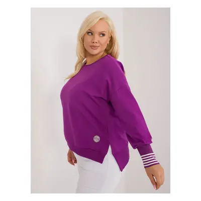 Purple plus size blouse with long sleeves