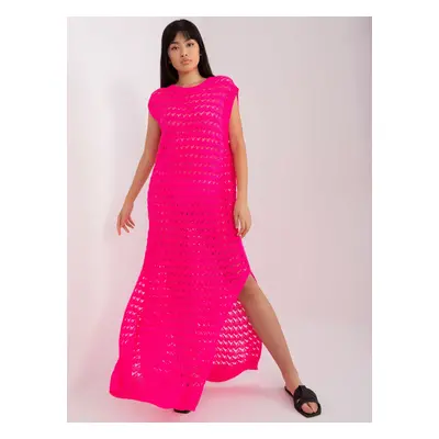 Fluo Pink Summer Knitted Sleeveless Dress