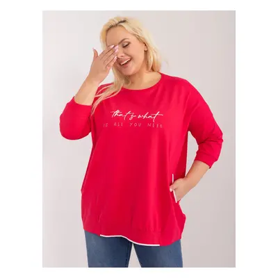 Red loose-fitting cotton blouse plus size