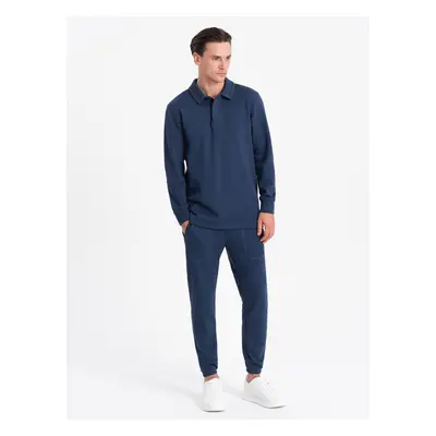 Ombre Men's tracksuit set sweatshirt with polo collar + pants