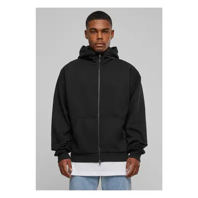 Men's hoodie with a zip with a high neck black