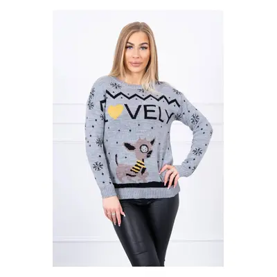 Christmas sweater with inscription gray