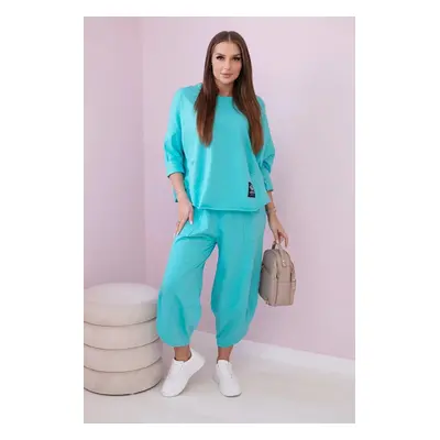 Cotton sweatshirt trouser set mint