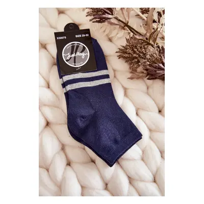 Youth Cotton Ankle Socks Navy Blue