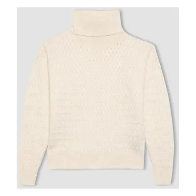 DEFACTO Girl Oversize Fit Turtleneck Sweater