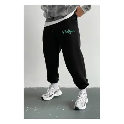 84184 Dewberry Thread Mens Sweatpants-BLACK-GREEN