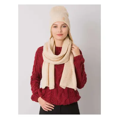 RUE PARIS Beige set, hat and scarf