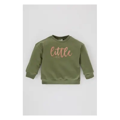 DEFACTO Baby Girl Crew Neck Printed Soft Feather Inner Sweatshirt