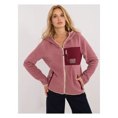 Dark pink women's fleece sweatshirt with zipper SUBLEVEL