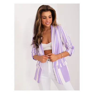 Purple and ecru striped women's blazer