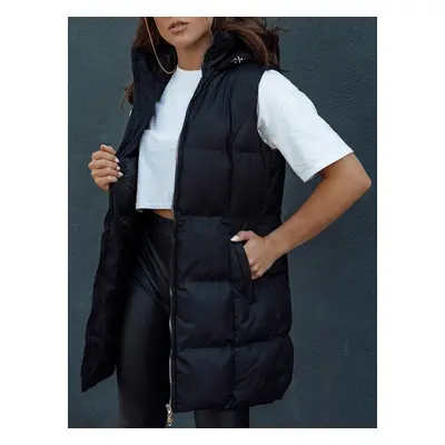 Women's long quilted vest VIANA black Dstreet