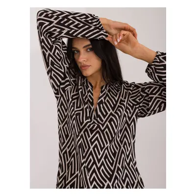 Black viscose blouse with SUBLEVEL patterns