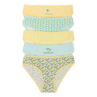 Yellow and mint women's printed panties 5-pack