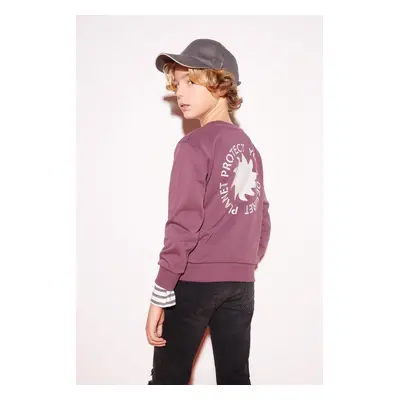 DEFACTO Boy's Crew Neck Back Printed Sweatshirt