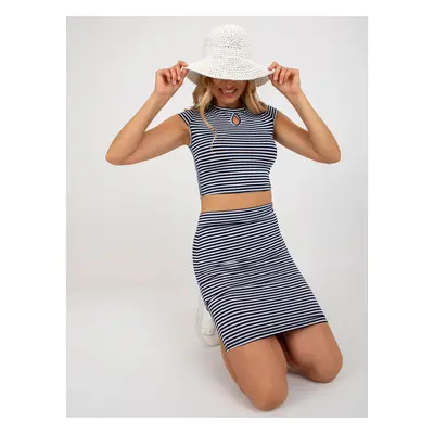 Navy blue-and-white striped casual set from OCH BELLA