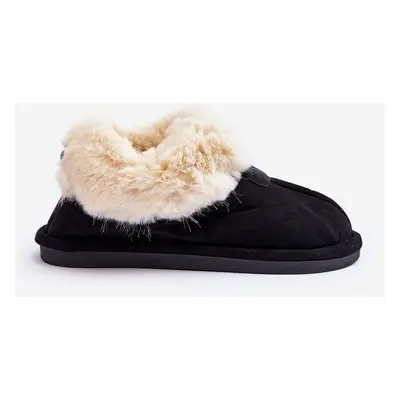 Women's slippers with fur, black Lanoze