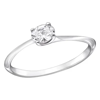 Silver Elegance Oval Engagement Ring