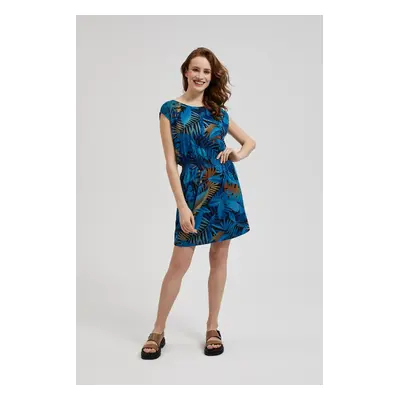 Women's dress with tropical pattern MOODO - blue